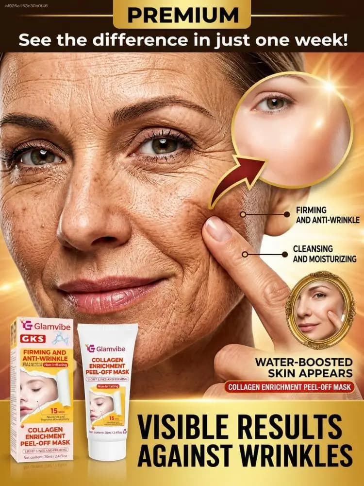 Hydrating Brightening Peel‑Off Face Mask Collagen Enriched Cleansing Facial Skin Mask Nourish Skin Surface Improve Dull & Tired‑Looking Complexion Daily Beauty Care