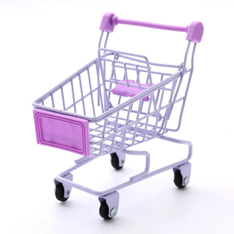 Carrello spesa in miniatura multicolore, organizer da scrivania, mini carrello spesa in metallo, piccolo carrello spesa per ufficio e giochi di ruolo