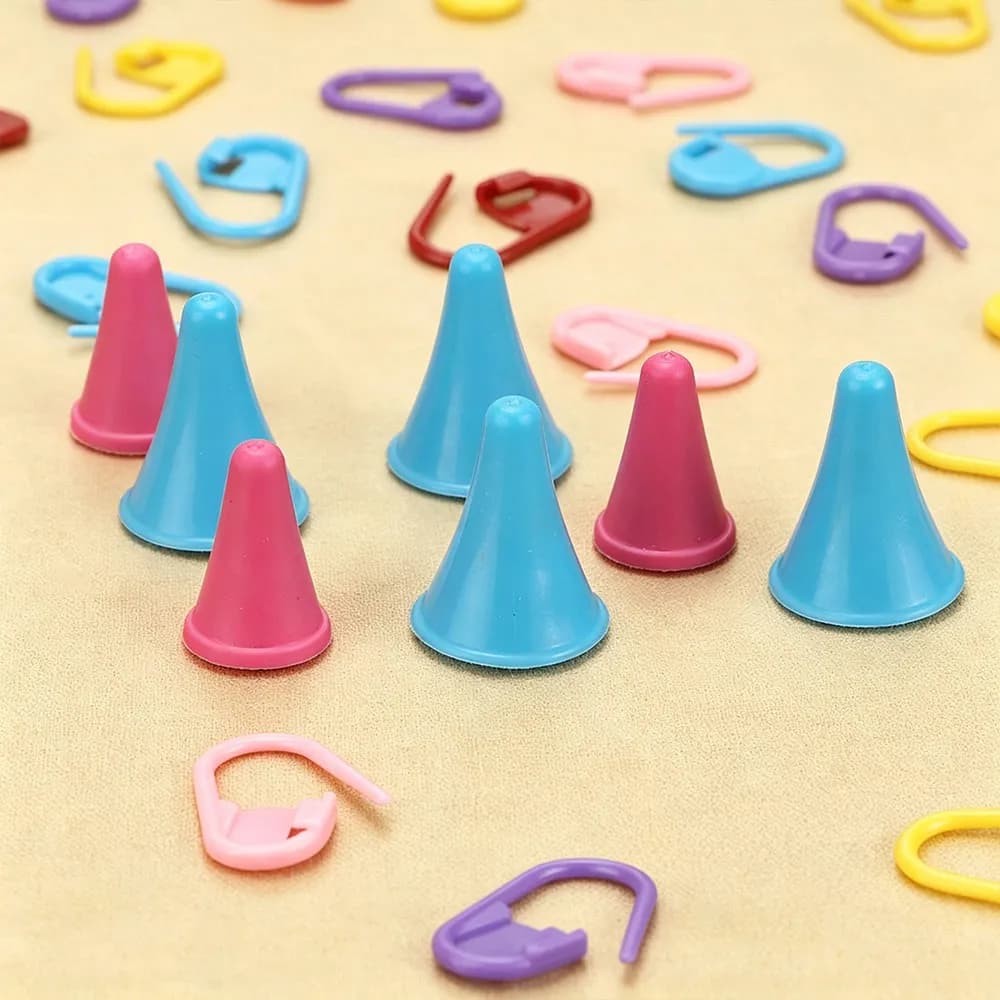 208Pcs Hybrid Rubber Cone Shape Knit Knitting Needles Cap Tips Point Protectors Knitting Craft Sewing Accessories Locking Stitch