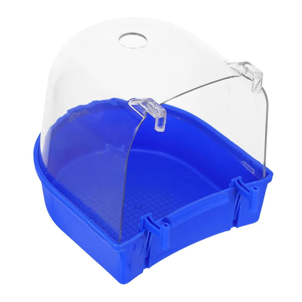 Clear Parrot Bath Basin Sturdy Plastic Bird Bath Box for Inside Cage Large Space Visual Monitoring Splashproof for Budgerigars