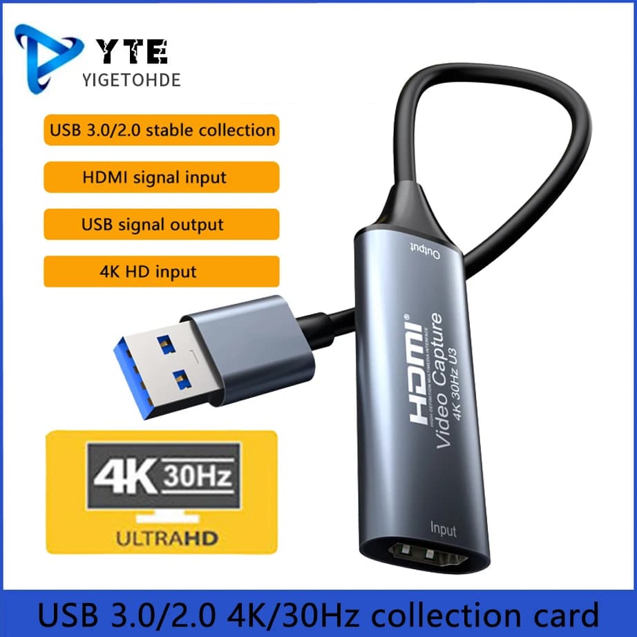 YIGETOHDE USB3.0/2.0 Scheda di acquisizione video 1080 Compatibile con HDMI 4K @ 30Hz Gioco Grabber Record per Switch Xbox PS4/5 Trasmissione in diretta