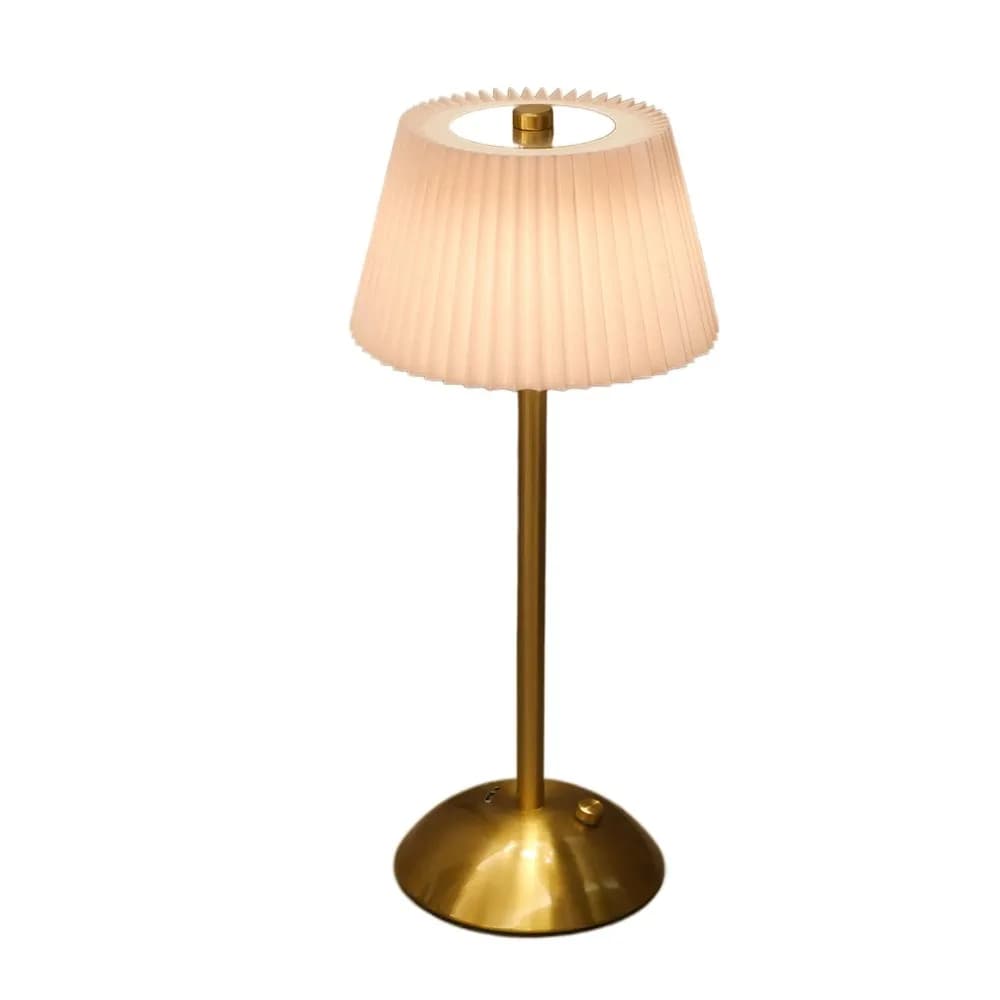 Lampada da tavolo piccola a pieghe a 3 luci colorate Touch Control Paralume in tessuto Scrivania Luce ambientale Luci soffuse dimmerabili continue