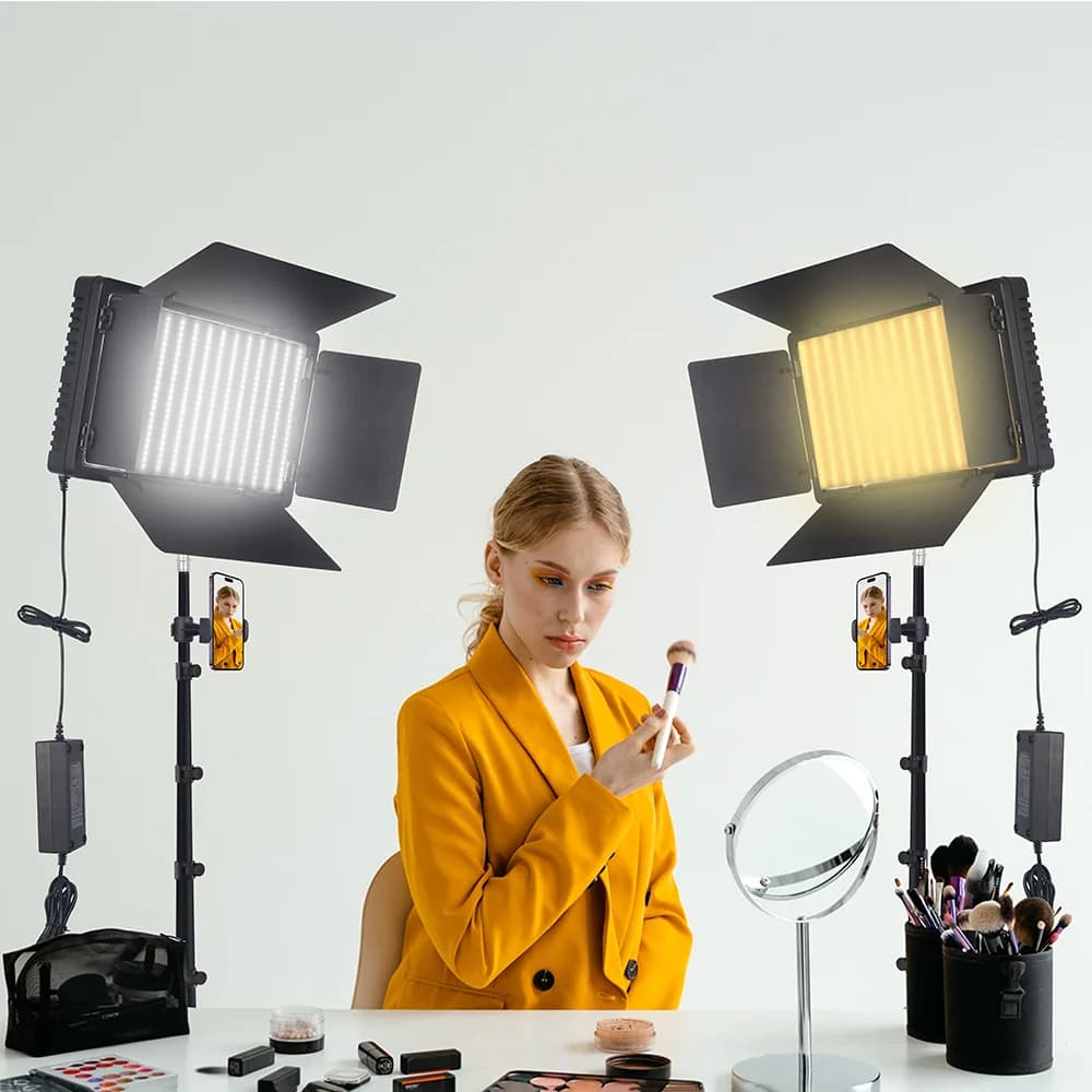 U600 U800+ LED Video Light Photo Studio Lamp Bi-Color 3200K-5600k Dimmable with Tripod Stand Remote for Video Recording Para