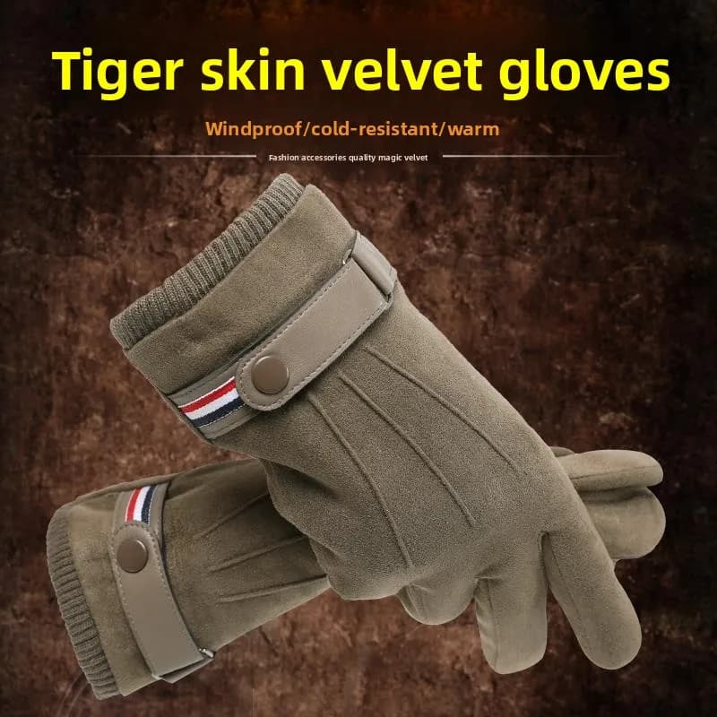 Winter Warm and Thick Suede Gloves, Outdoor Sports Cycling Electric Bike Touch Screen Cotton Gloves