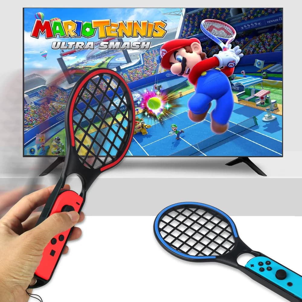 Tennis Racket for Nintendo Switch OLED Joy-Con with Adjustable Wrist Straps Tennis Racket Handle Holder Sports Game Accessories