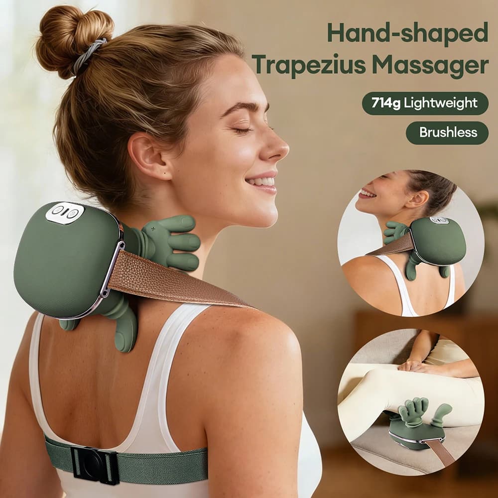 4D Bionic Finger Neck Shoulder Massager Wireless Kneading Massage Shawl Brushless Motor Cervical Trapezius Massager masajeador