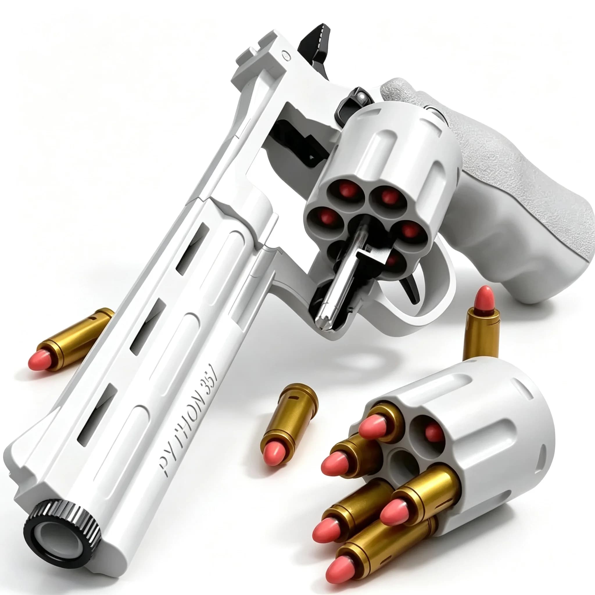 Revolver Soft Bullet Toy Gun for Kids with Ejecting Revolver One-Key Detachable Pistol Continuous Shooting