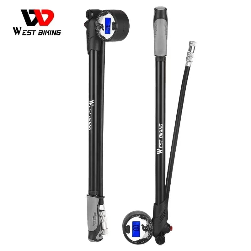 WEST BIKING Pompa portatile 300PSI Pompa ammortizzatore forcella aria per bicicletta ad alta pressione con manometro Gonfiatore per pneumatici per bici da strada Accessori MTB