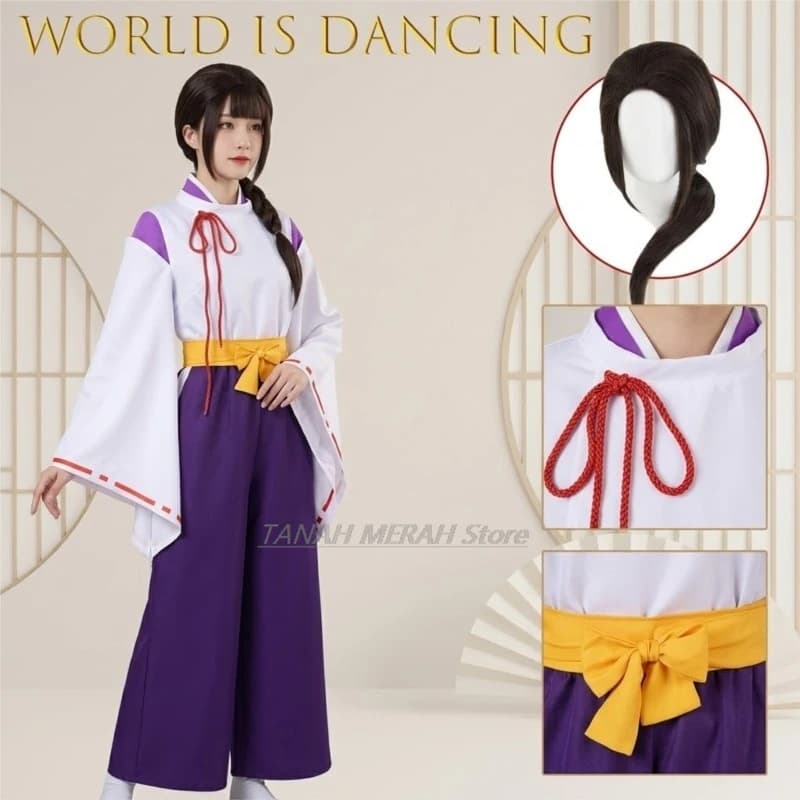 World Is Dancing Inuyasha Kikyo Cosplay Costume Japanese Style Purple And White Miko Outfit Anime Game Character Full Set Women