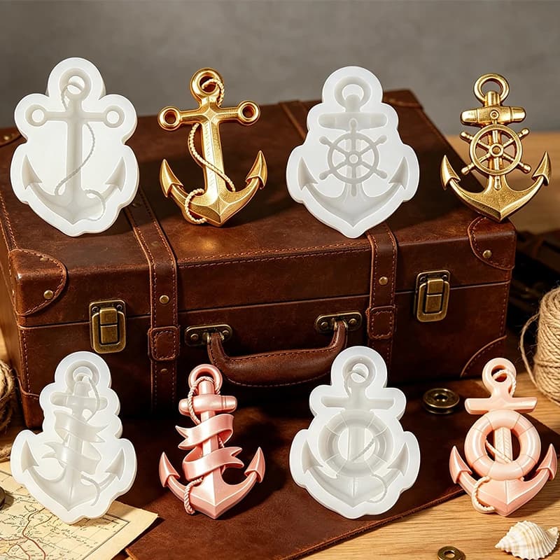 Anchor Silicone Mold 3D Anchor Rope Pendant Keychain Wall Hanging Craft Ornament Candle Gypsum Plaster Mold Home Decor
