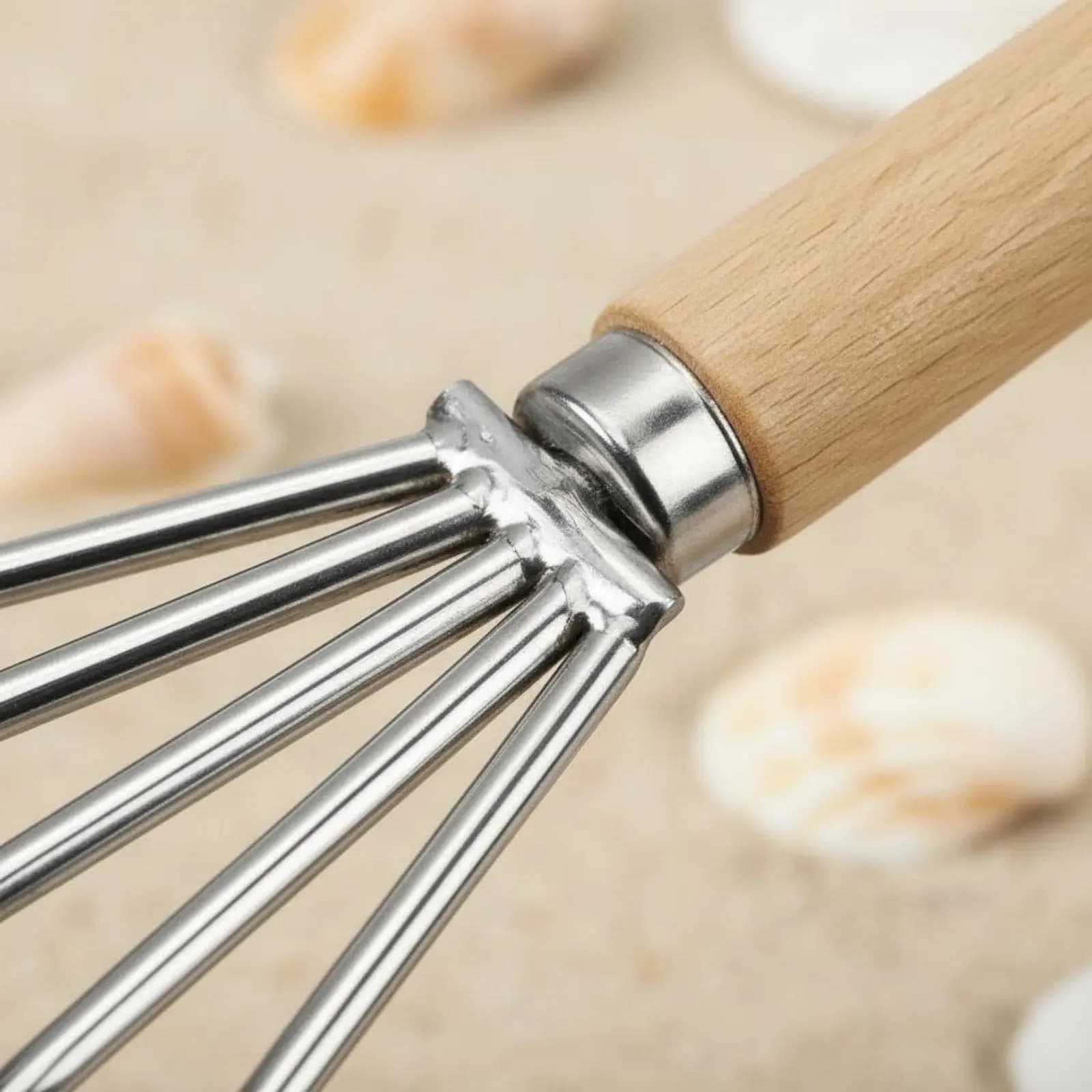 Shellfish Rake Stainless Steel Clam Digger Tool with Beech Wood Grip Mesh Net for Shoreline Gathering and Beach Treasure Hunting