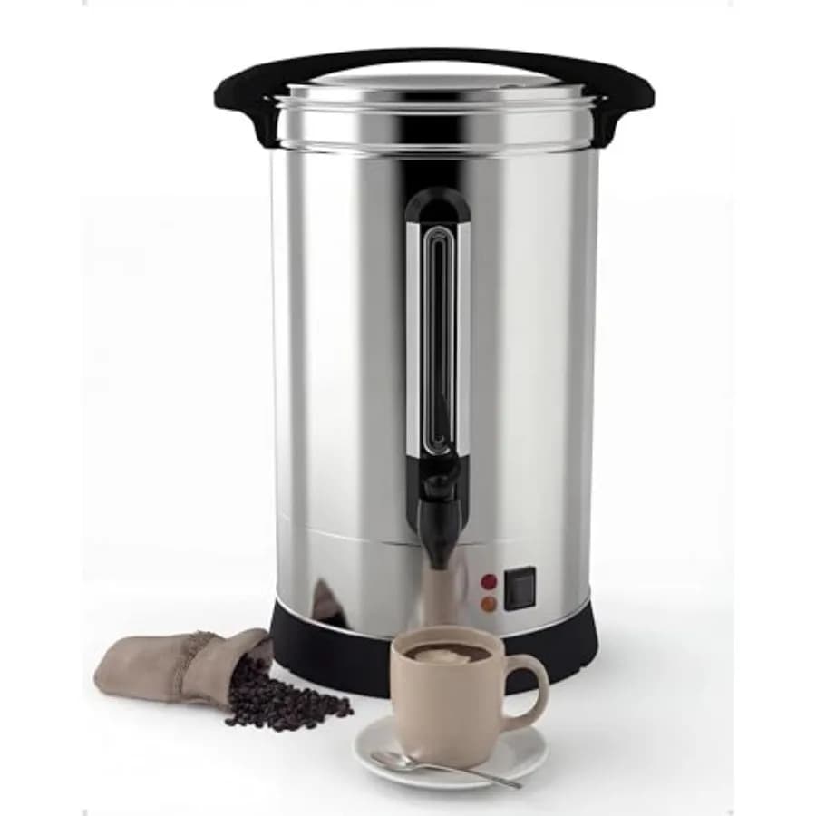Distributore di Caffè in Acciaio Inox da 18L/4,8 Galloni, Macchina per Caffè Commerciale, Erogatore Elettrico di Acqua Calda 1500W S