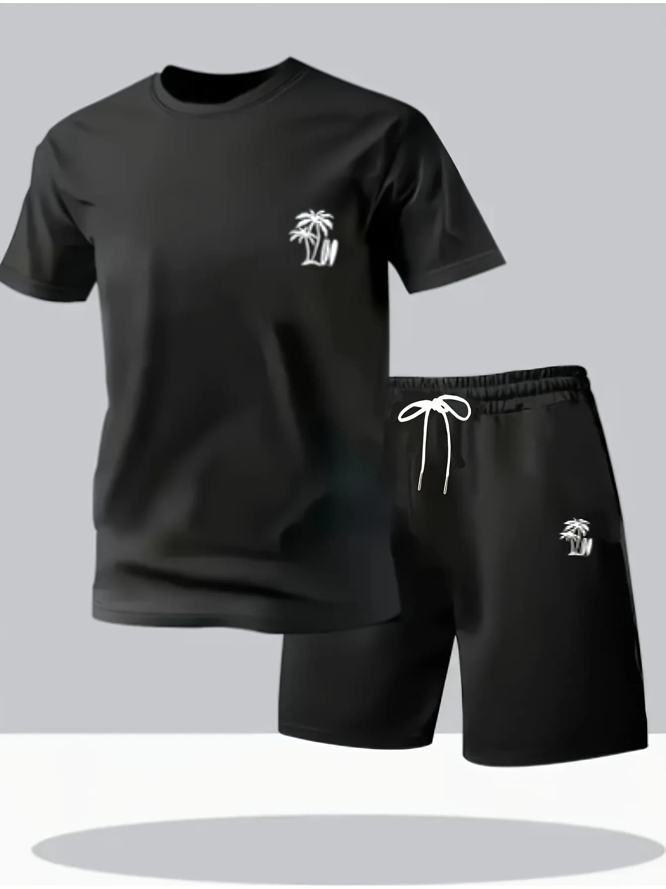 Trendy 2-Piece Suit Smooth Breathable Tee Pocket Shorts, Non-Irritating Skin Fabric With Tightly Bonded Print For All-Day Relax