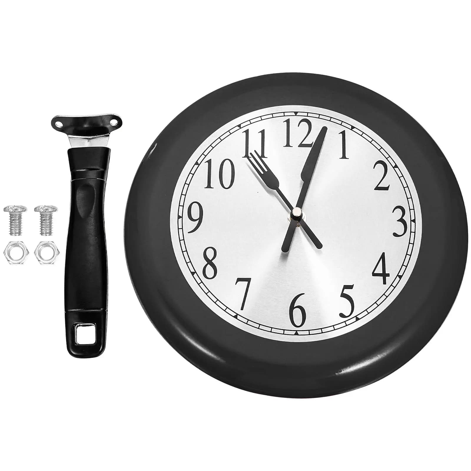 Set di 1 Orologio da Parete a Forma di Padella in Acciaio Inossidabile, Lavorazione Squisita, Lancetta dei Secondi Silenziosa, Orologio Decorativo per Camera da Letto e Soggiorno