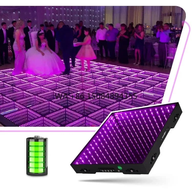 Outdoor Wedding Party Light up Tiles Magnetic Glass 12+ Hours of Battery Runtime Panel Led 3d Dance Floor