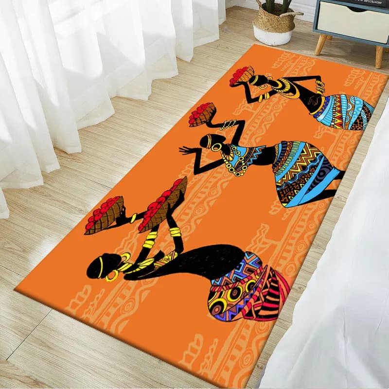 Ethnic Style Carpets for Living Room Bedroom Traditional African Woman Pattern Area Rugs Polyester Home Decoration Kitchen Mat