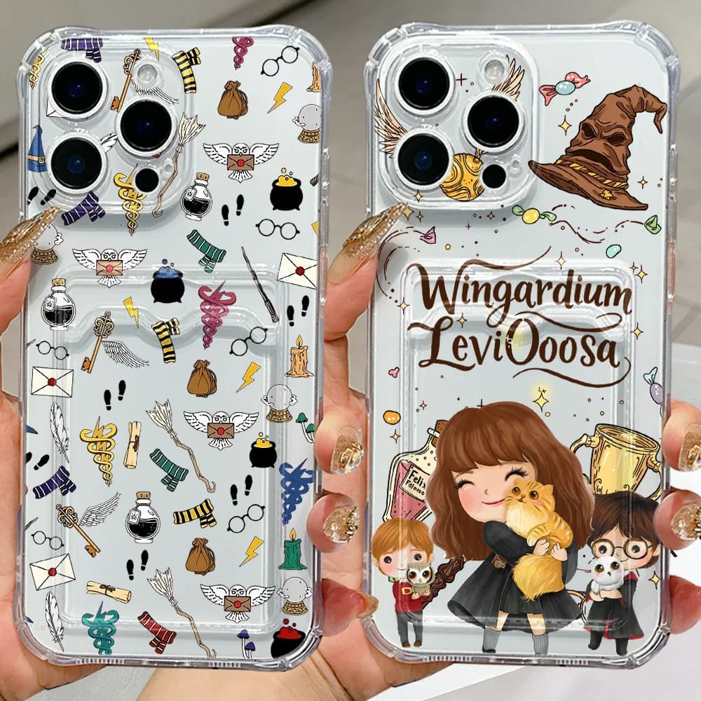 Potters Wand Harries Card Hold Phone Case For Xiaomi 13 12 12T 11 Lite Poco M5 M4 X5 X4 X3 Pro NFC 4G 5G Anti-fall Clear Cover