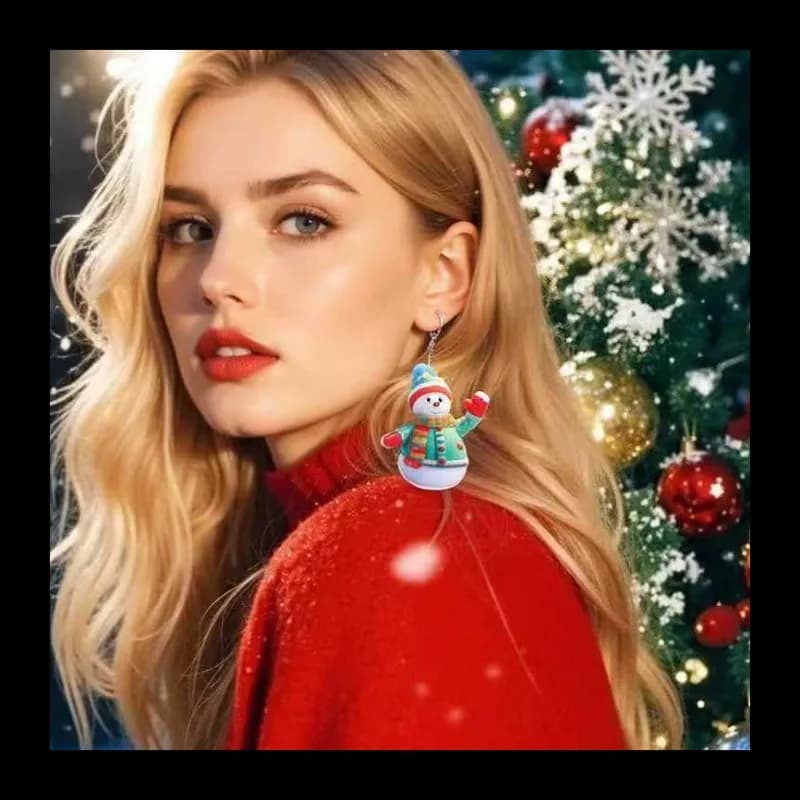 Natale semplice moda simpatico cartone animato acrilico colorato pupazzo di neve gancio per l'orecchio atmosfera festosa orecchini femminili