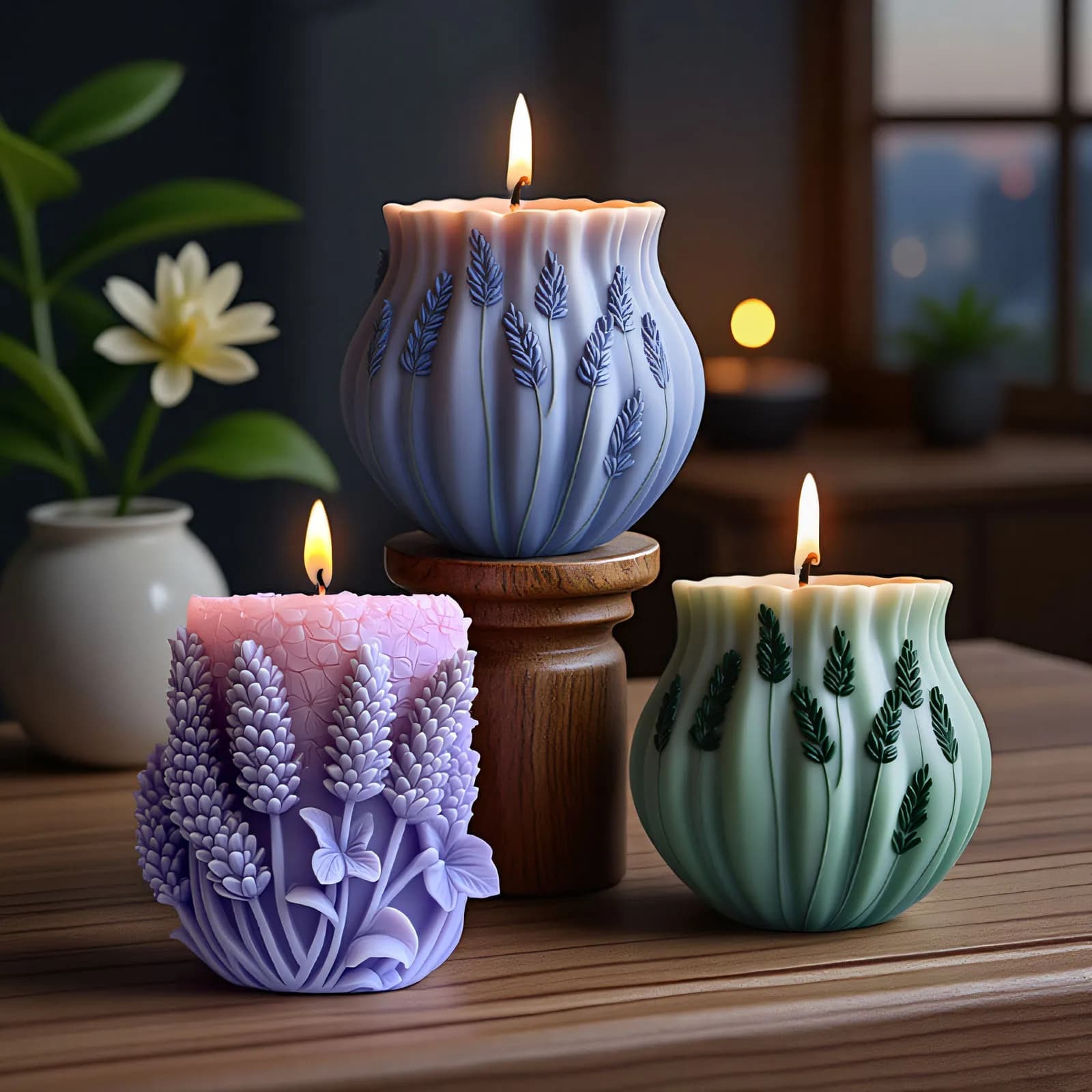 Silicone Candle Print Lavender Cylinder Feather Flavor Flavour Flavor Ornament Mestiere chalk resin mold Home decor