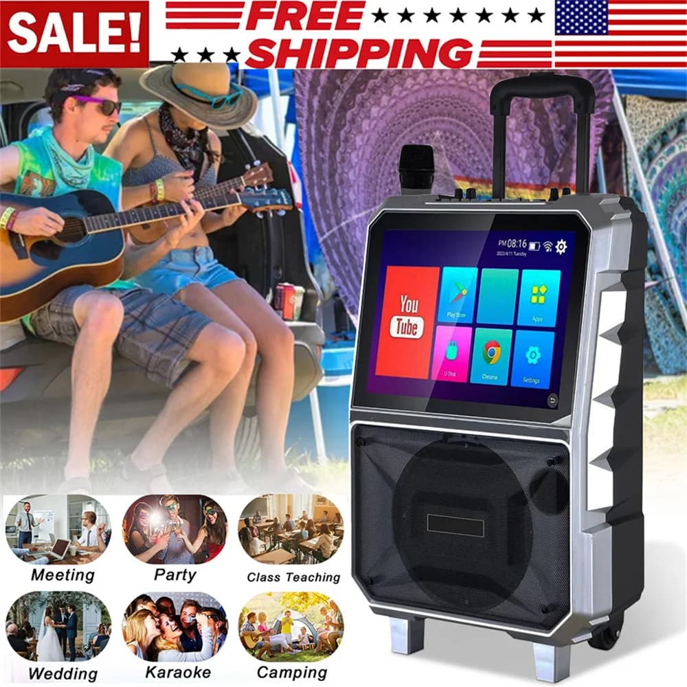Altoparlante Bluetooth da 3000 W Macchina per karaoke Subwoofer da 8 '' e schermo di visualizzazione delle testi Altoparlante ricaricabile HDMI, Bluetooth, USB, SD, FM