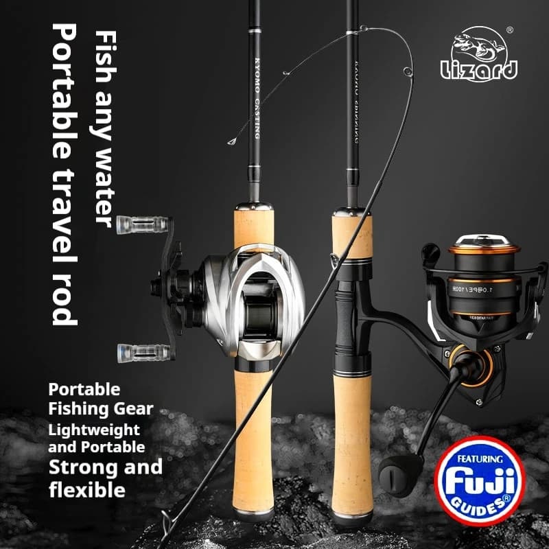 Lizard Kyomo Portable Fishing Cane with Variable Sections with Fuji Rings, Combo Adjustable Travel Cane for Micro Lure