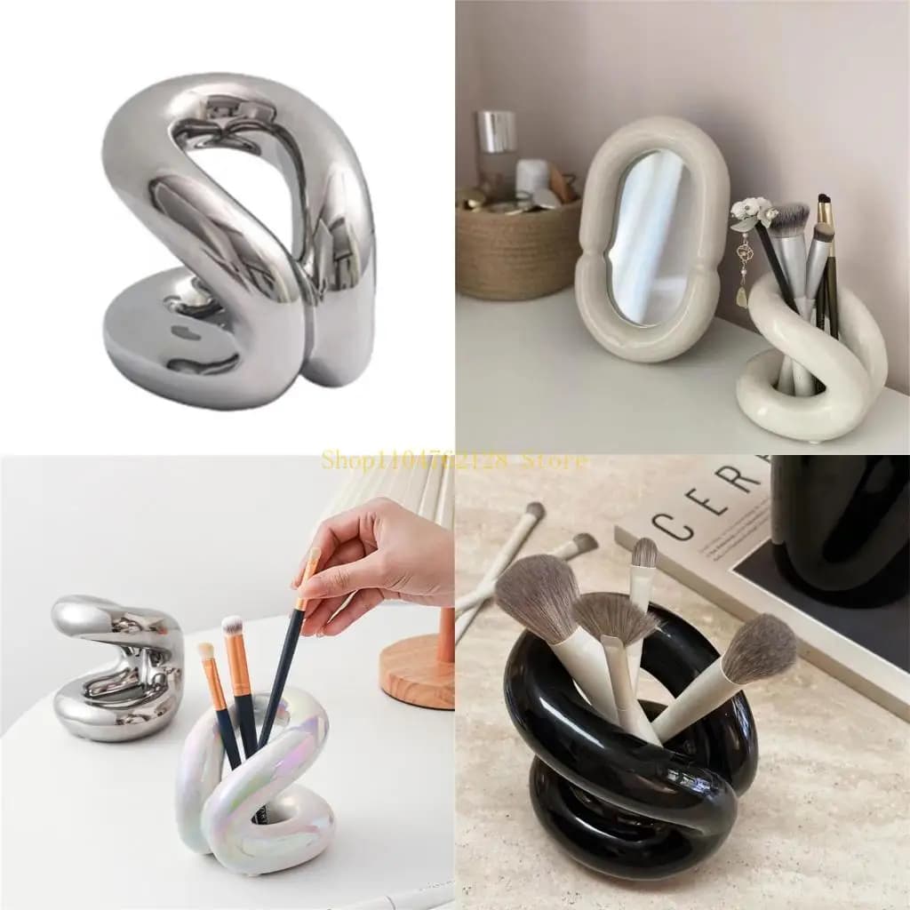 Portaspazzolino in ceramica Nodi corda Portaspazzolino per spazzolini da denti per tavolo da bagno e controsoffitti per