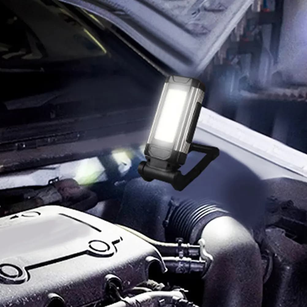 Luce da Lavoro LED Magnetica ad Alta Luminosità con Funzione Power Bank USB, Supporto Pieghevole Portatile, Luce di Emergenza per Cantieri