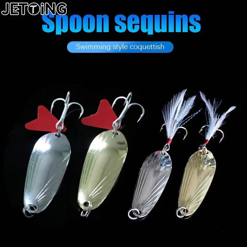 1pc Lure Metal Spinner Lure Spoon Set Gold Fishing Spinner Lure sequins with box anchors fishing gear Hard Bait 5g 8g 12g