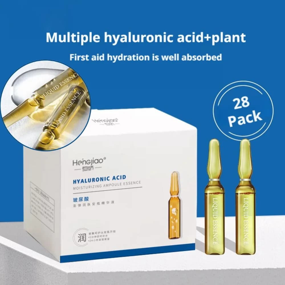 Siero in Fiale all'Acido Ialuronico 28 Confezioni, Set Antirughe con Niacinamide e Argireline, Soluzione Originale Idratante Profonda