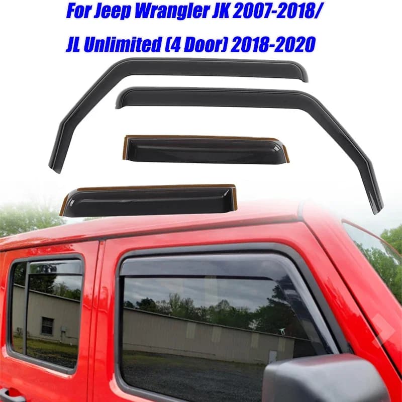 4 pezzi deflettori per finestrino laterale auto modanatura per finestrino guarnizione per Jeep Wrangler JK 2007-2018/JL Unlimited (4 porte) 2018-2020