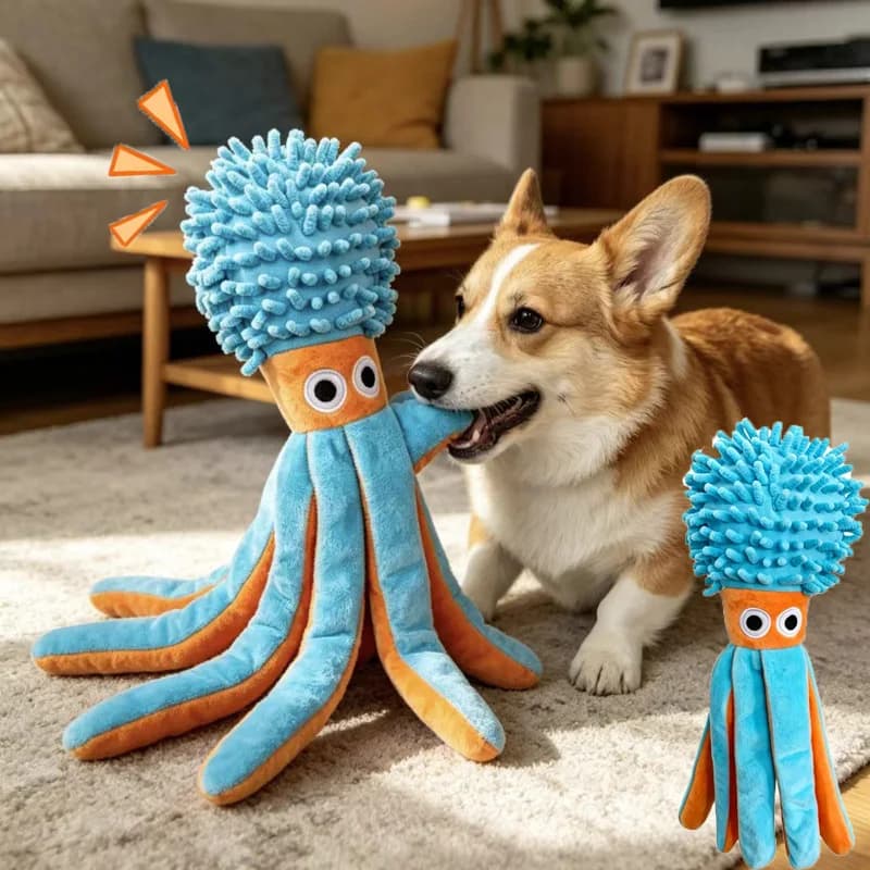 Dog Squeaky Toys Octopus Shell Puzzle Pet Toy Bite Resistant Interactive Voice Octopus Pet Dog Teeth Cleaning Chew Toy