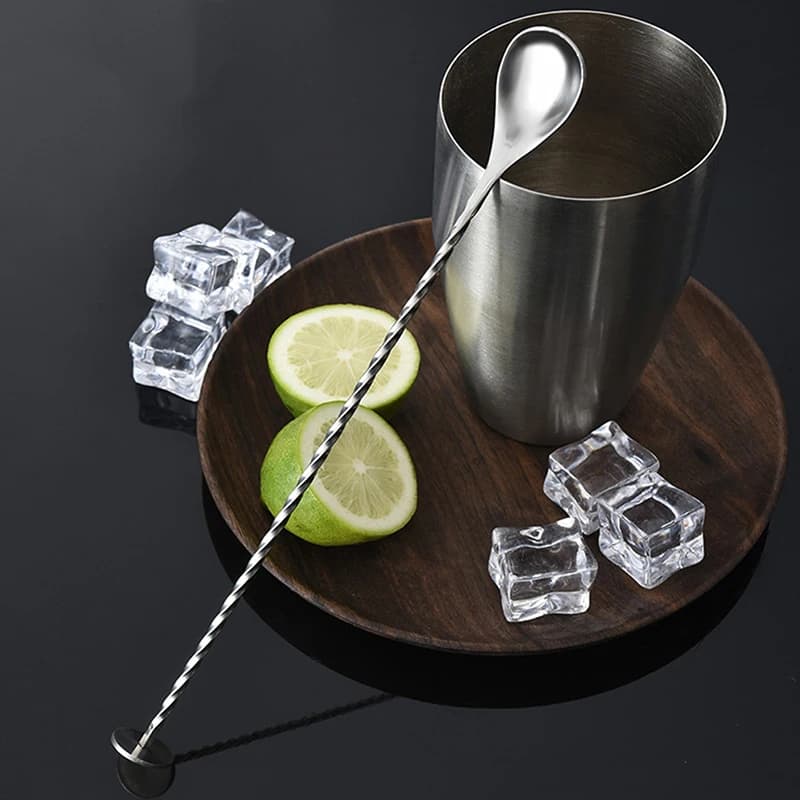 Cucchiaio da miscelazione Muddler per cocktail in acciaio inossidabile con motivo a spirale