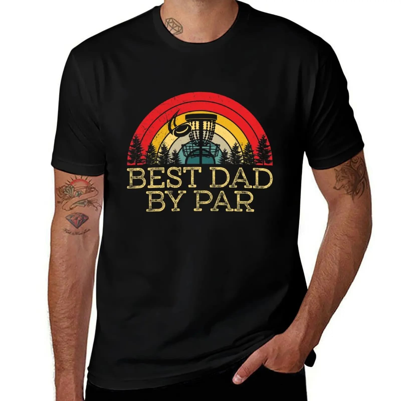Best Dad by Par Dad Disc Golf Gift T-Shirt man t shirts for men T-Shirt