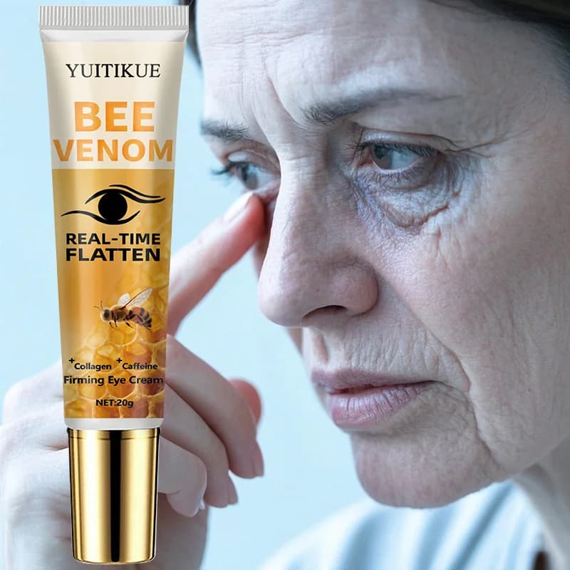 Crema rassodante istantanea per occhi di YUITKUE - Veleno d'api, collagene e caffeina, riduce il gonfiore e le linee sottili, 20 g