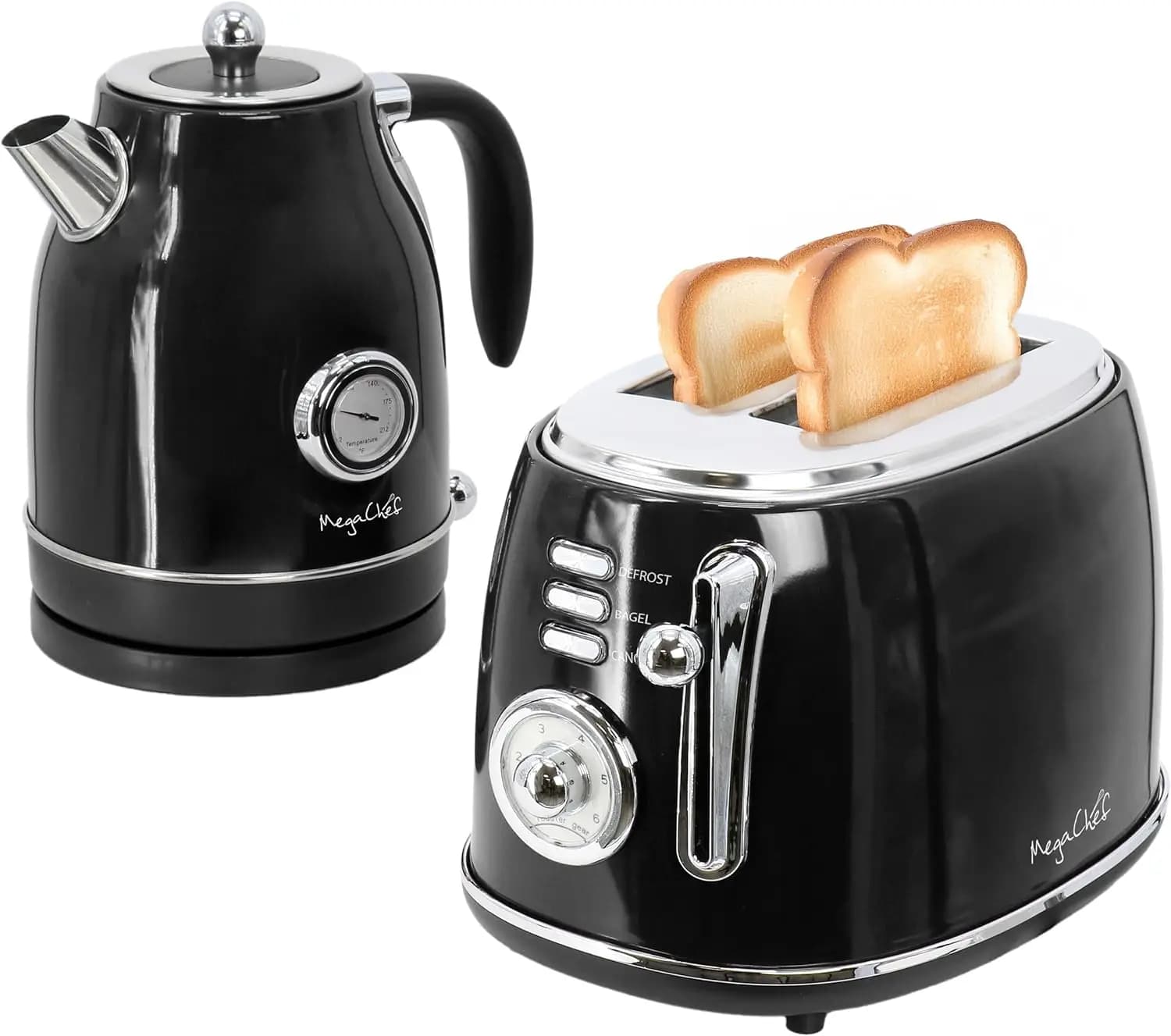 Set bollitore elettrico da 1,7 litri e tostapane a 2 fette, nero