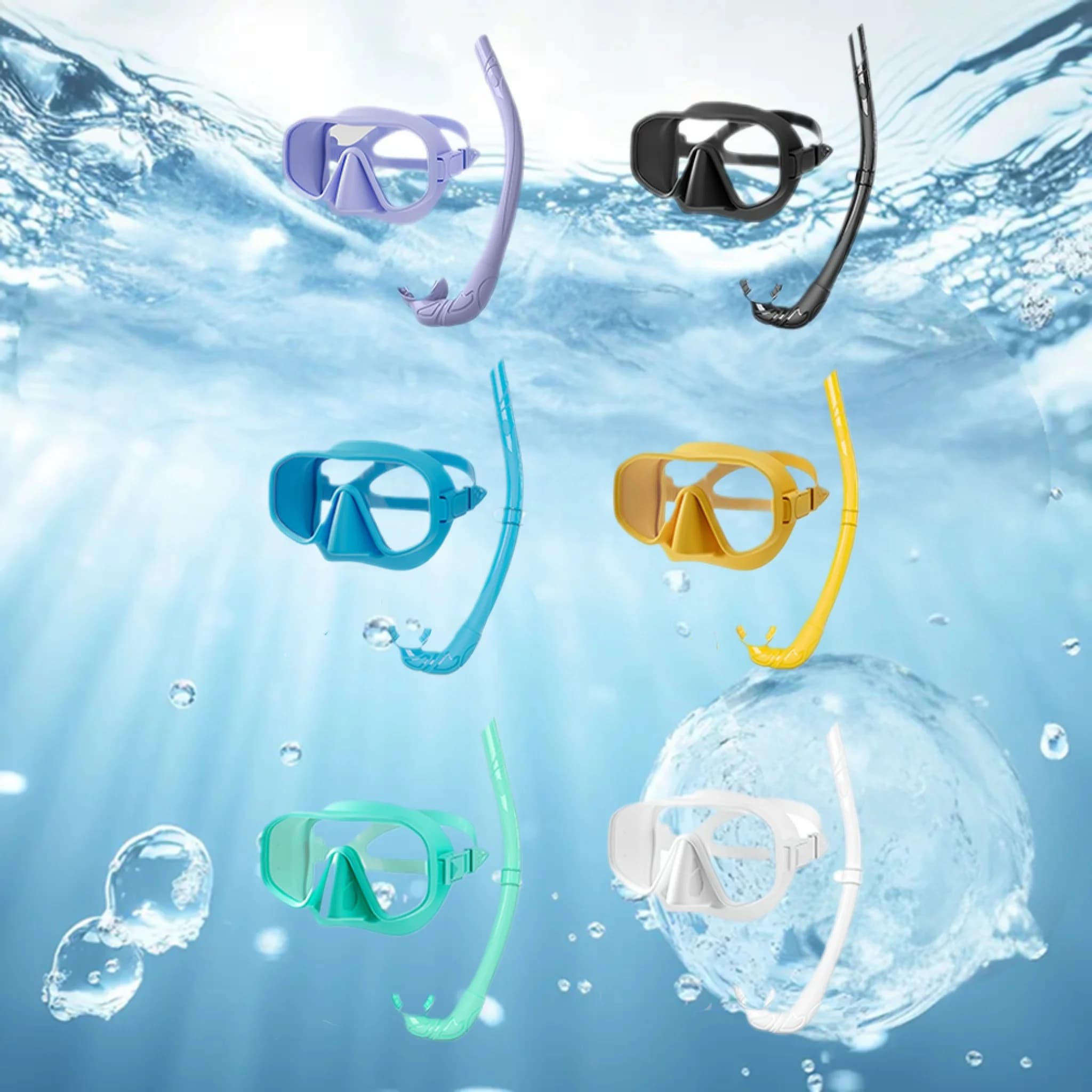 Professional underwater mask in frameless tempered glass + set of snorkeling equipment Anti-fog swimwear Snorkeling kit for adults