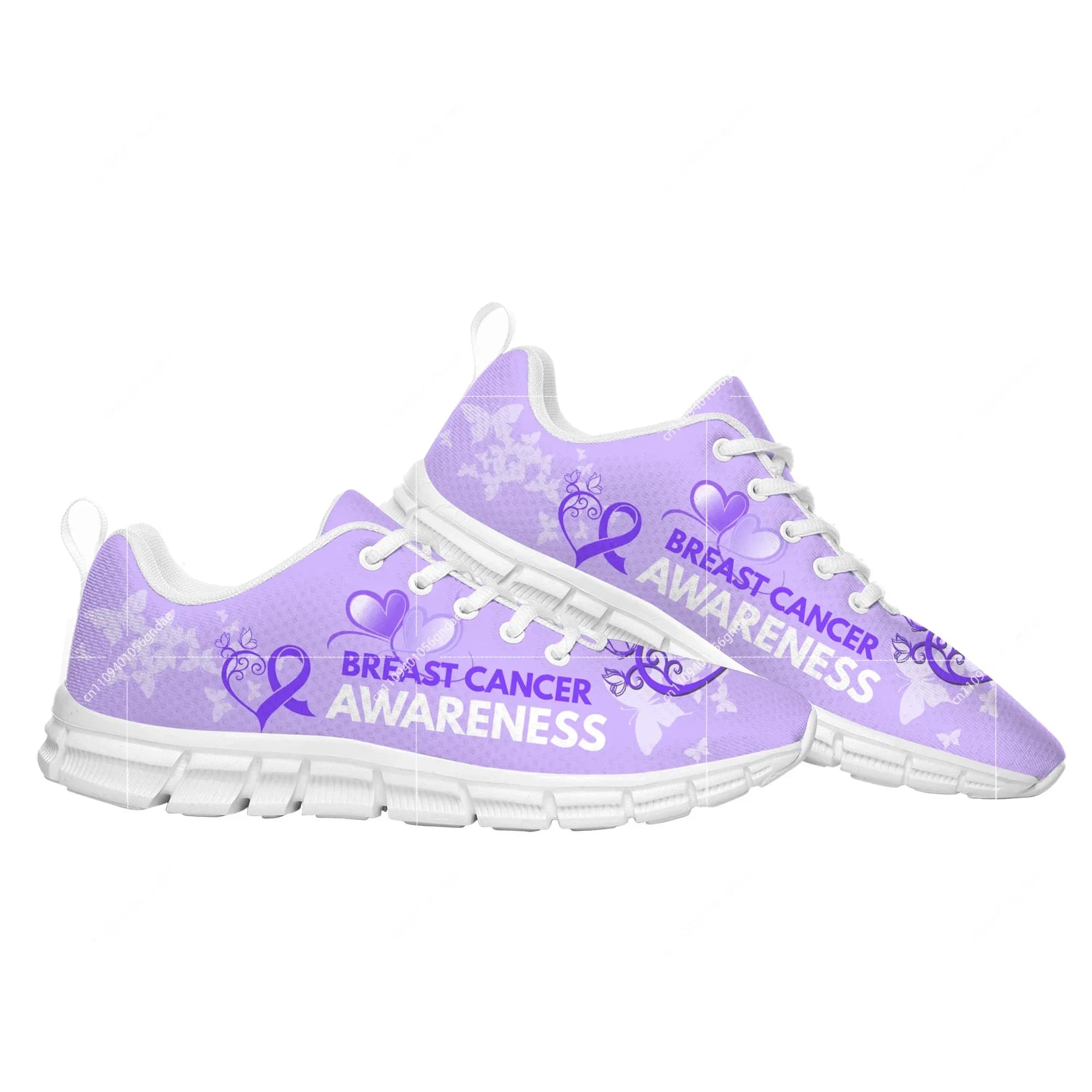 Scarpe Sportive Personalizzate con Design Nastro Rosa per la Consapevolezza sul Cancro al Seno, Sneaker su Misura per Uomo e Donna, Scarpe Costruite su Misura per Coppie