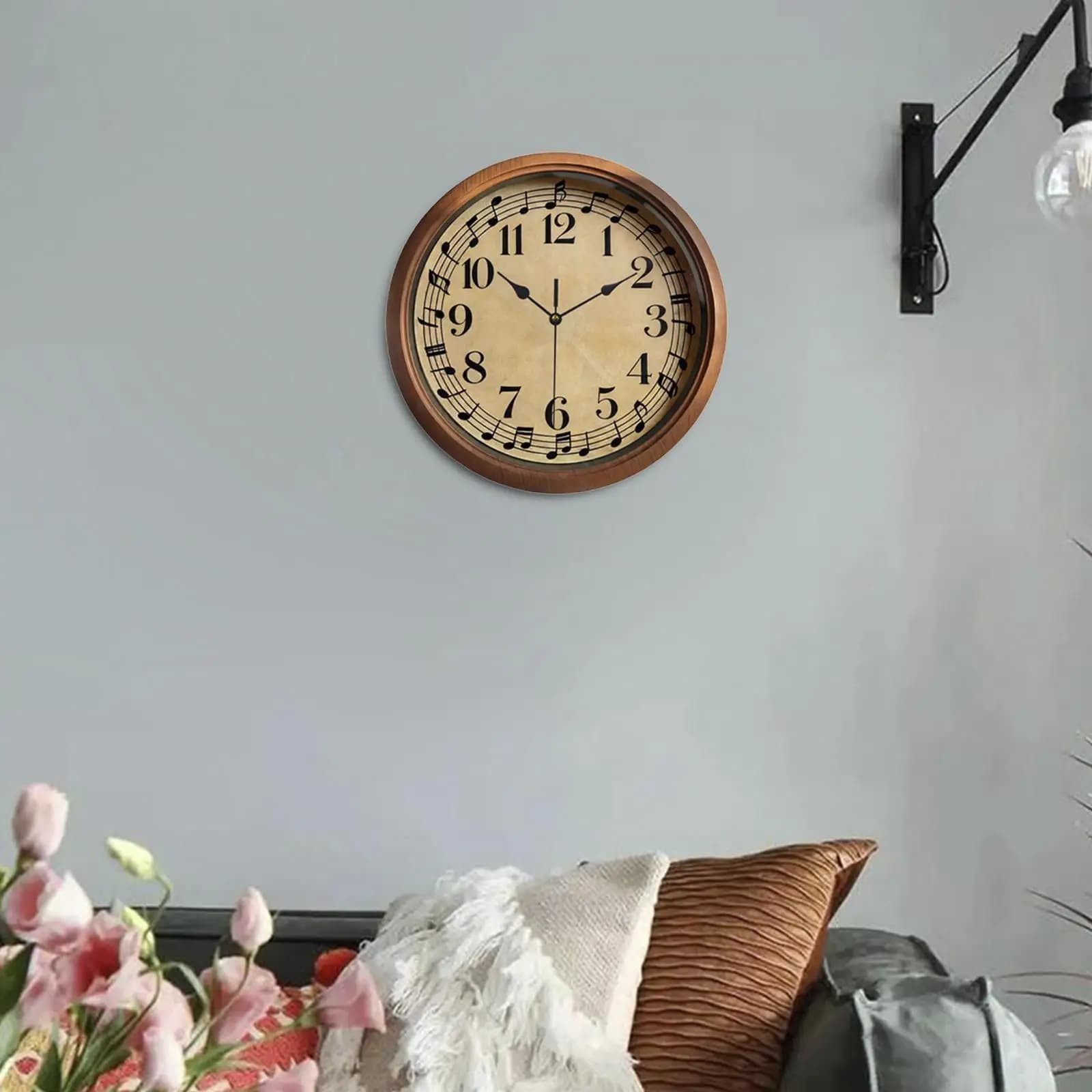 Wall Clock with Music Notes, Modern Decoration, Silent, Without Ticking, for School, Studio, classroom, bar, house