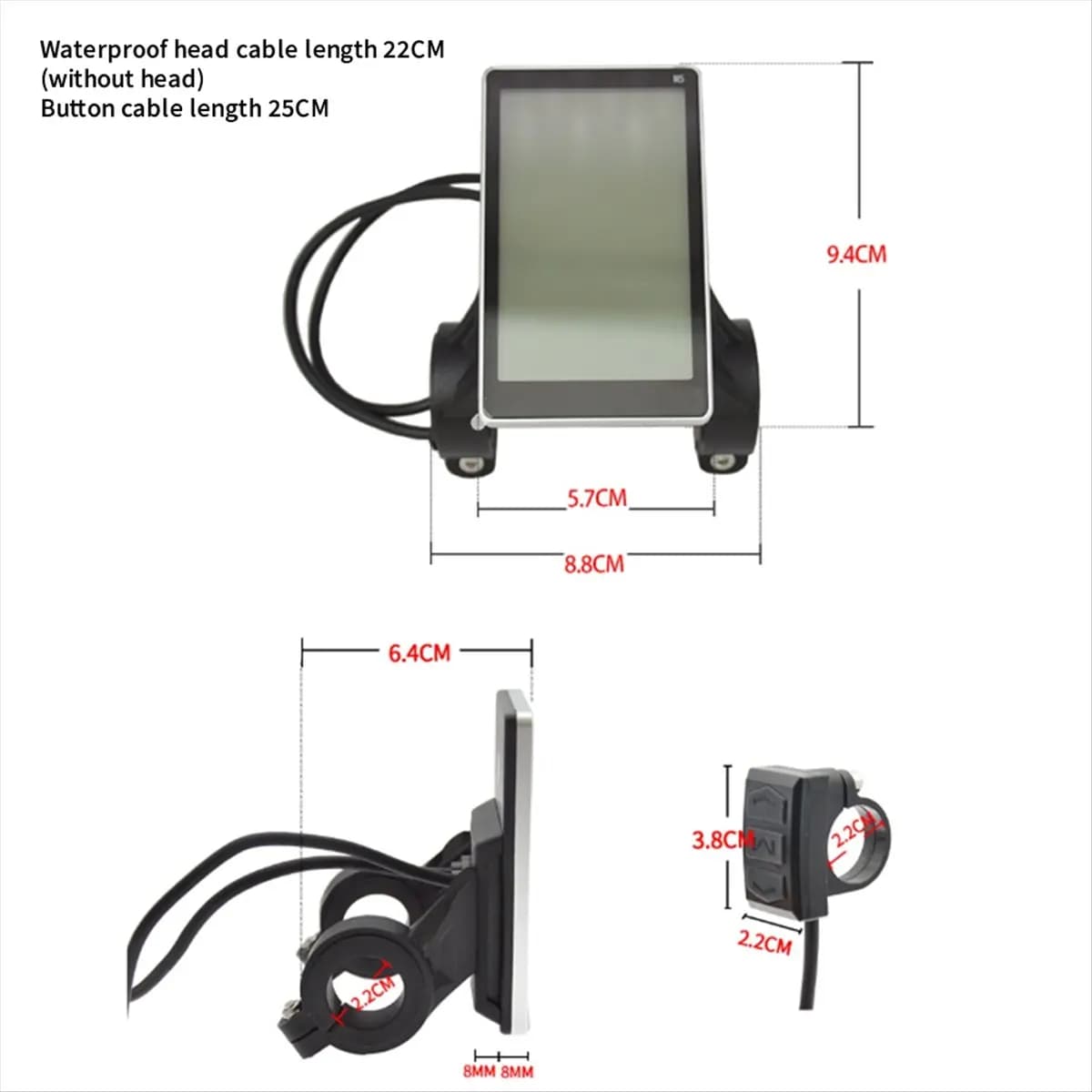 Display LCD Universale XFDZ per Bici Elettriche, Pannello M5 per E-Scooter, Contachilometri LCD per Mountain Bike e Componenti E-Bike