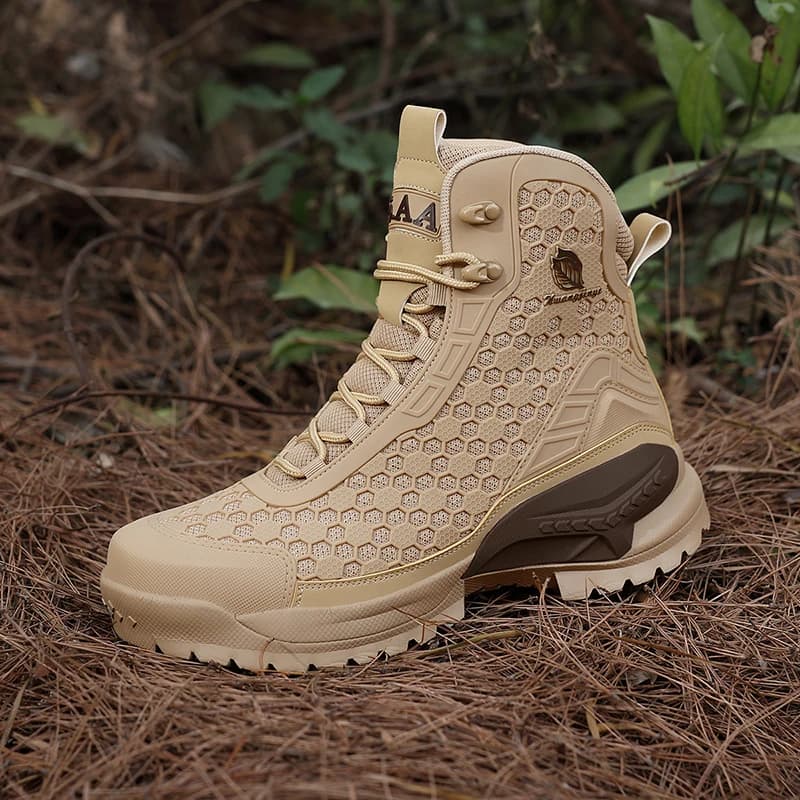 Men Camouflage Waterproof High Top Hiking Boots Chunky Anti Slip Lug Sole Tactical Hunting Trekking Outdoor Ankle Shoes