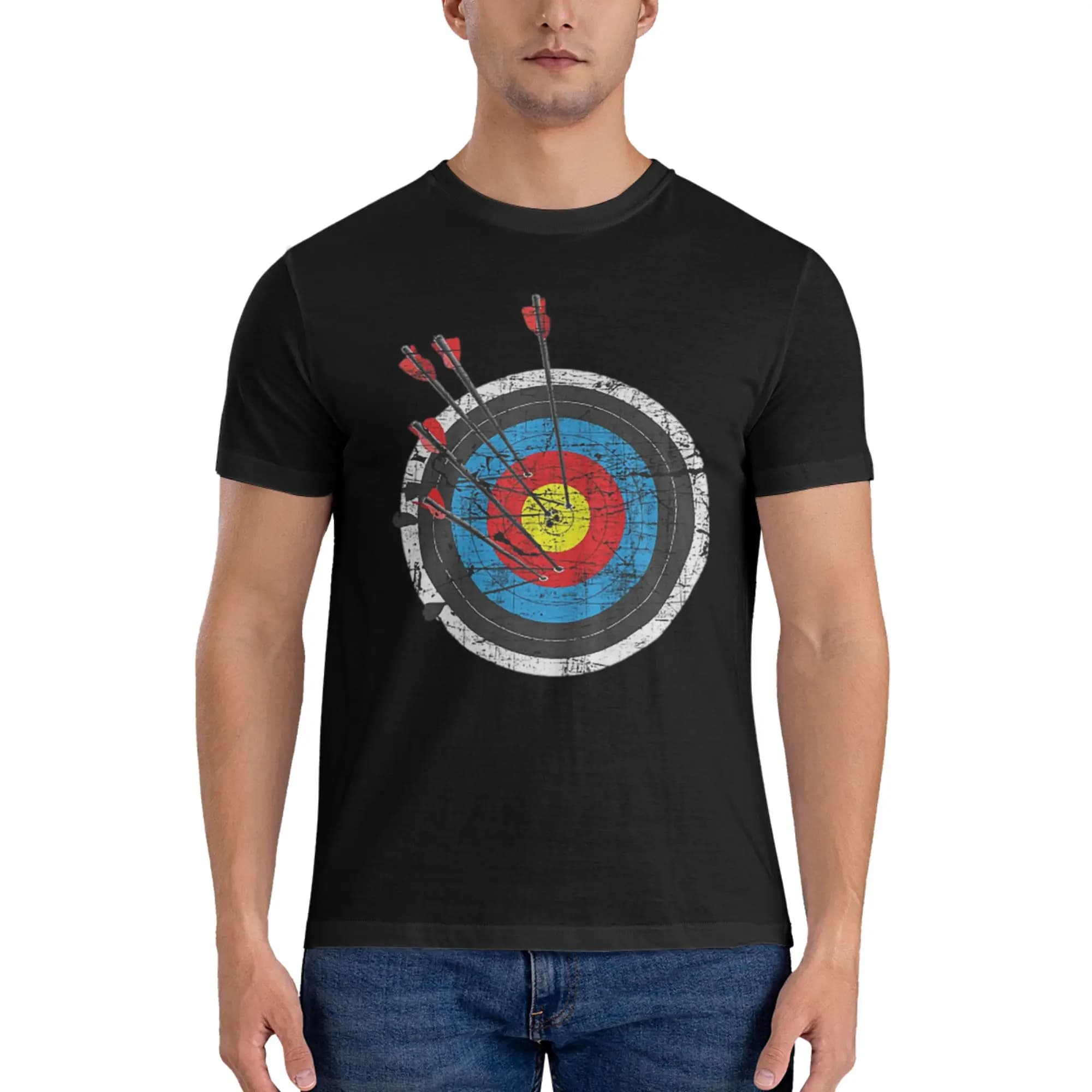 T-Shirt da Uomo per Tiro con l'Arco, Caccia e Arcieri, Maglietta a Maniche Corte con Collo Rotondo, Abbigliamento Estivo