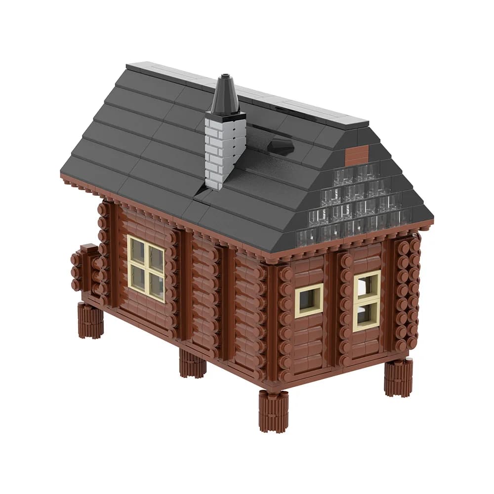 MOC Cabina in legno Building Blocks Modello Medievale Cabina in legno Architettura Street View Mattoni Assemblaggio Giocattoli Bambini Regali di compleanno fai da te