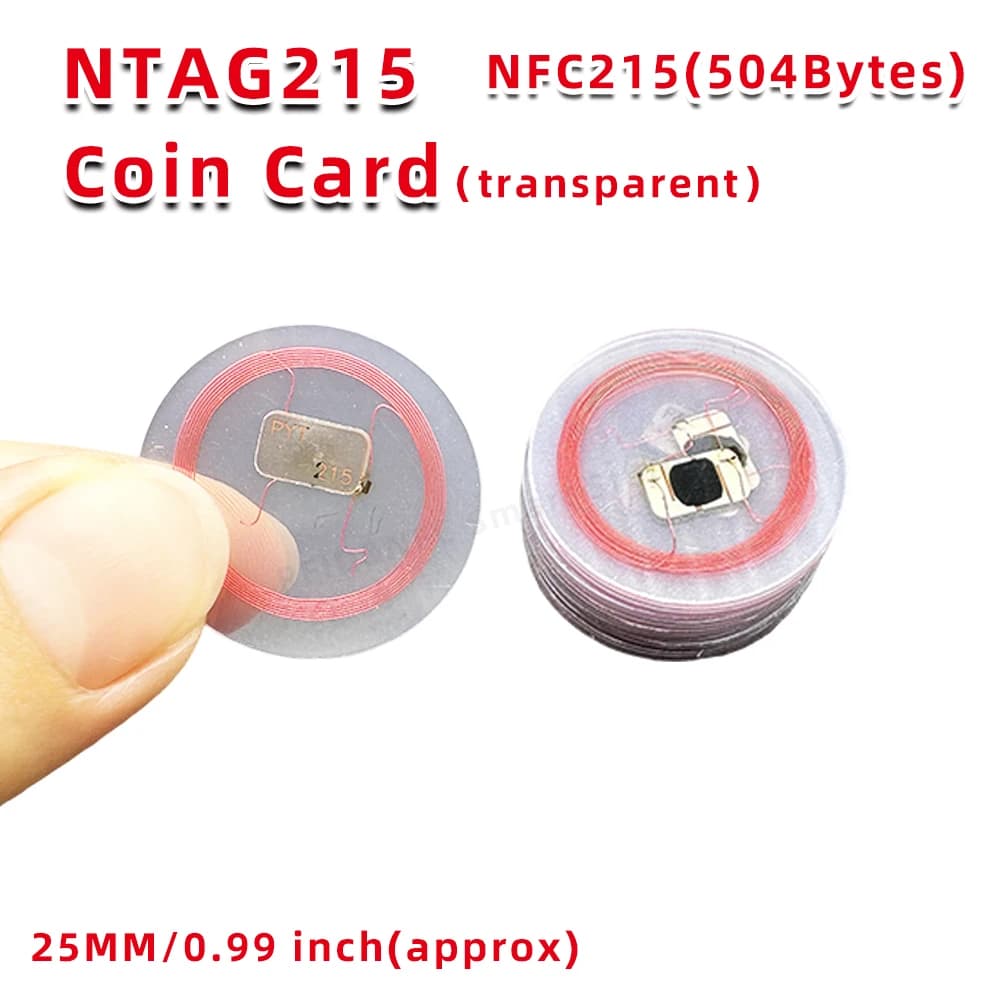 NFC Ntag215 Card Coin TAG Key 13.56MHz NTAG 215 Card Label RFID etichette ultraleggere etichette scatola rotonda diametro 25 mm