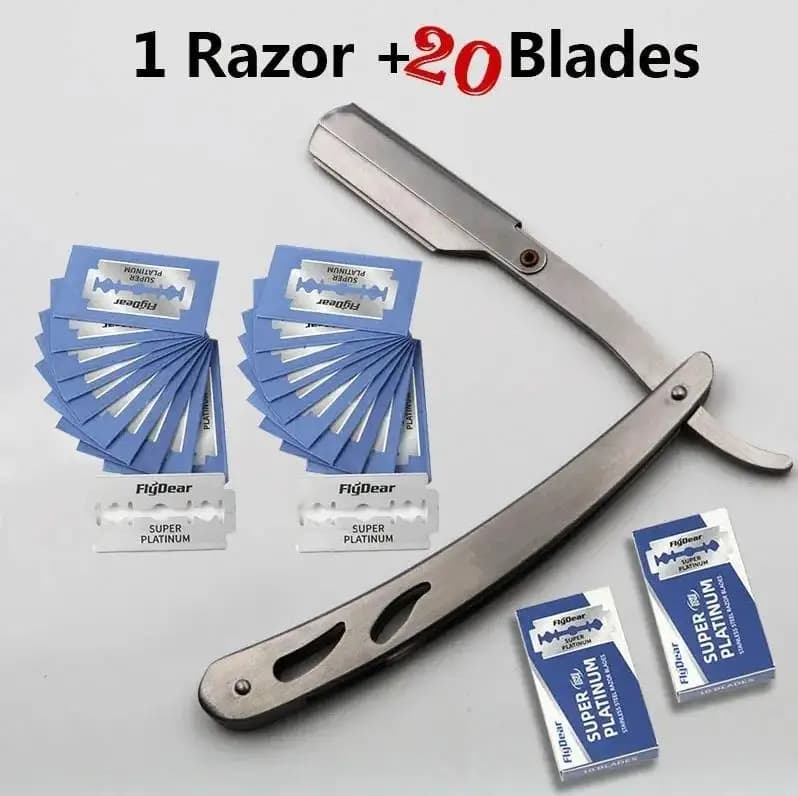 Barber shaver for salon, manual shaver, straight edge, stainless steel sharp cutter holder, folding, for beard beard, barber