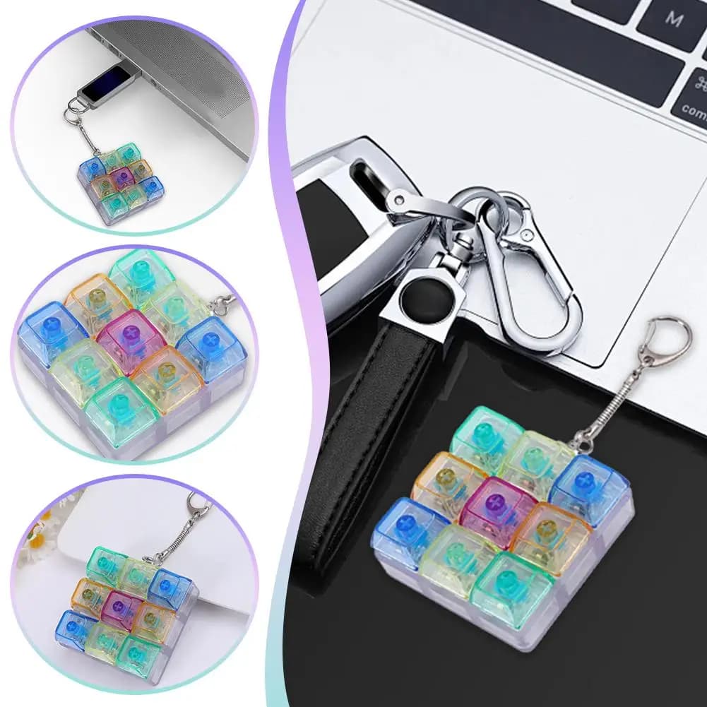 Portachiavi con 9 Tasti LED, Giocattolo Antistress con Pulsanti a Tastiera, Sensore Tattile per Adulti e Bambini
