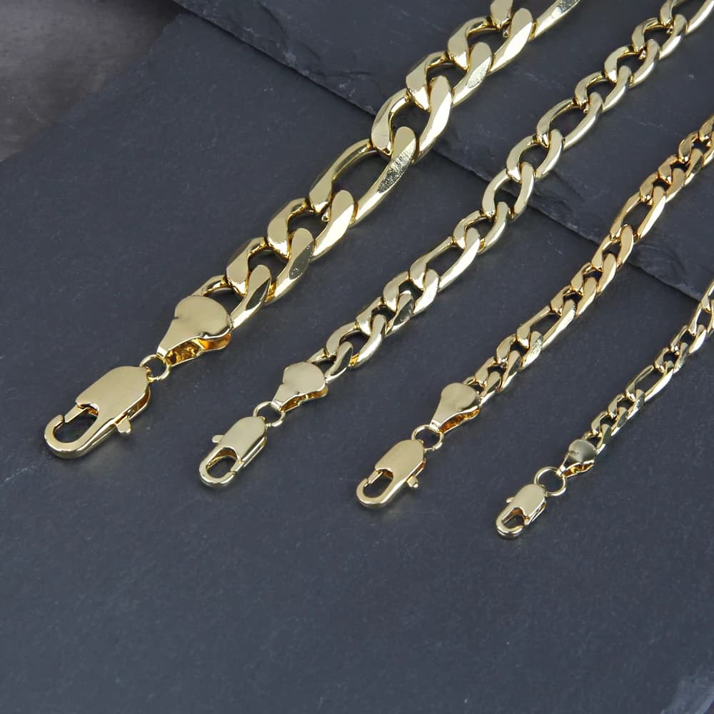 Collana a catena Figaro per uomo donna acciaio inossidabile color oro punk di base catene a maglie spesse lunghe regalo di gioielli all'ingrosso