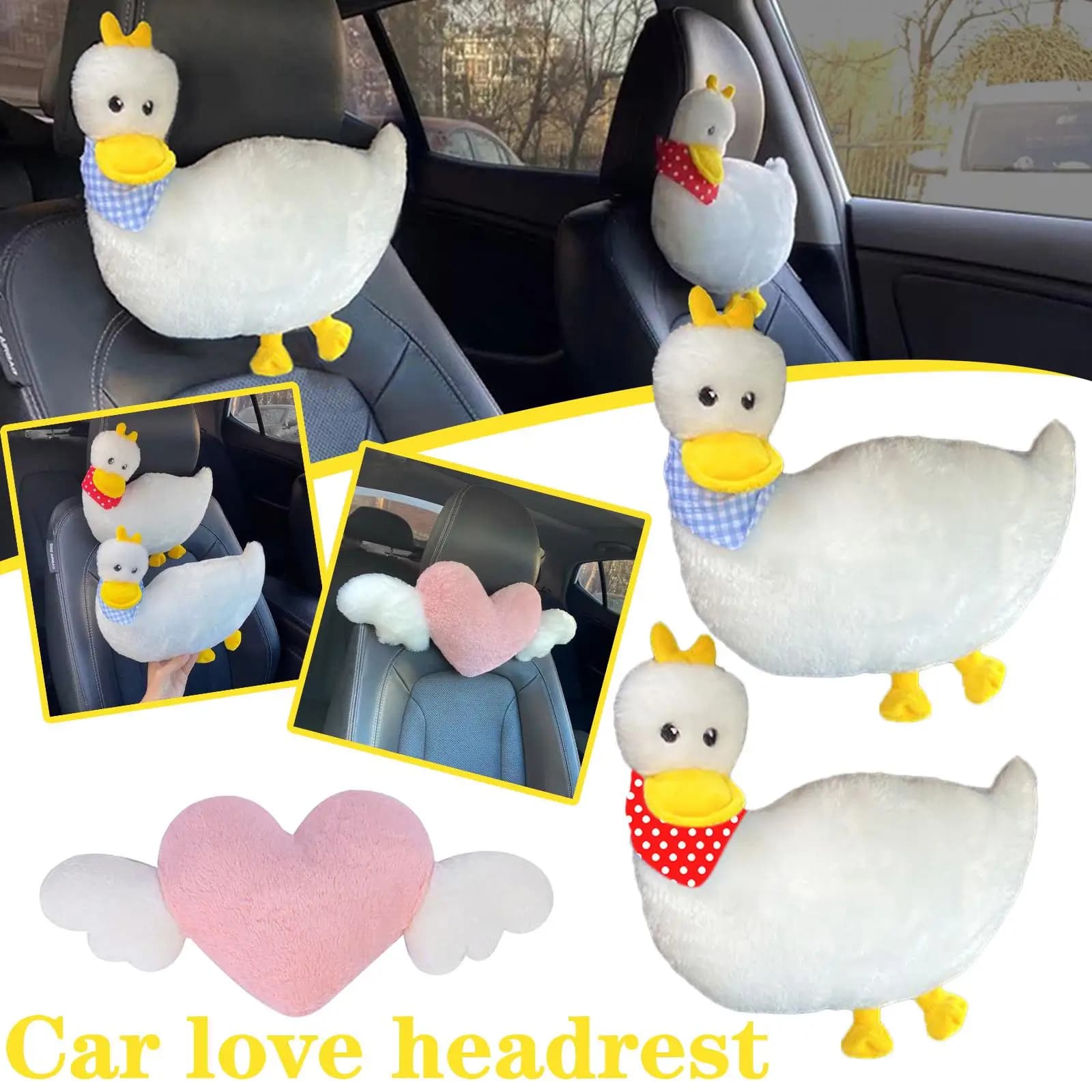 Poggiatesta per auto a forma di cuore Peluche Cuscino per il collo dell'amore Supporto per il sedile Schienale Cuscino di supporto lombare universale Accessori per cuscini per auto K9M6