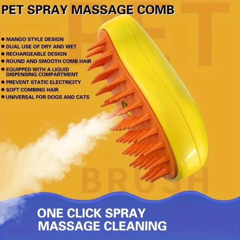 Spazzola per cani Steamy spazzola elettrica per peli di gatto 3 In1 spazzola per cani a vapore per massaggio toelettatura per animali domestici rimozione capelli aggrovigliati e sciolti
