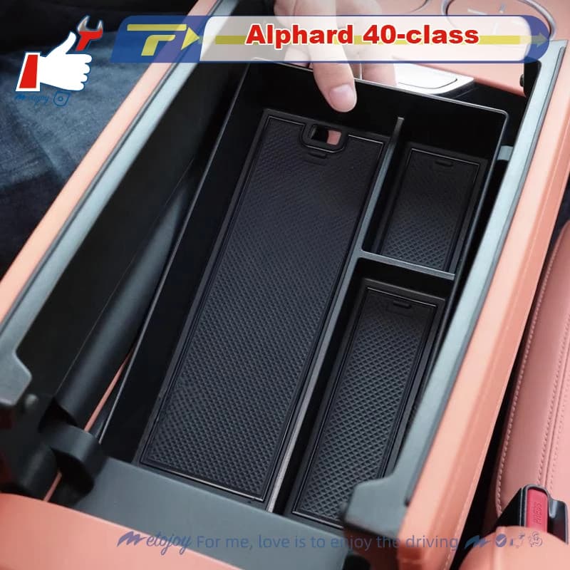 METOJOY Per Toyota Alphard 40 classe 2024-2025 ABS Bracciolo Scatola di Immagazzinaggio Misura Personalizzata Organizzare Vassoio Caso Dietro la custodia dello schermo