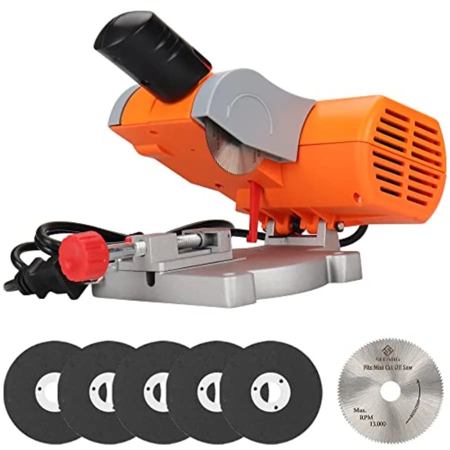 Troncatrice da banco compatta per taglio a composto, mini sega a troncare per metallo, legno, plastica, artigianato, carbonio, modello S